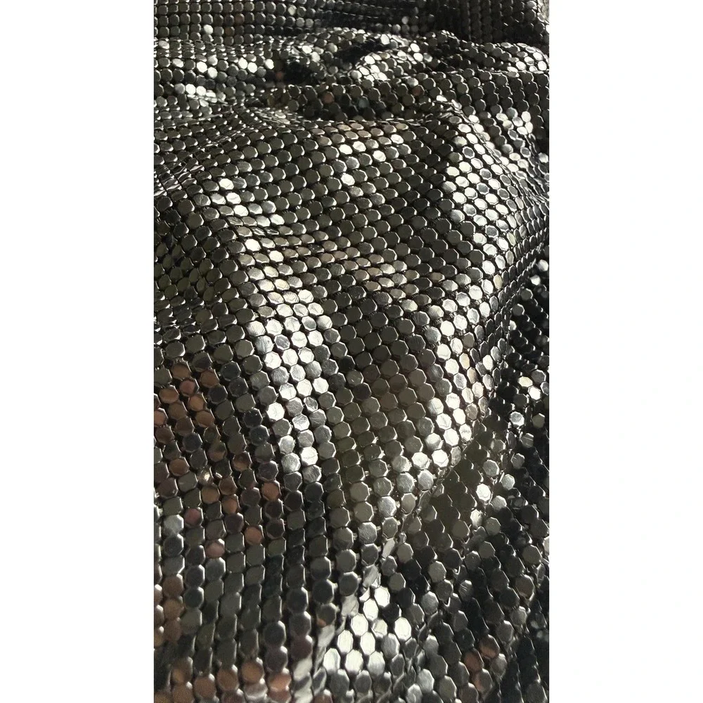 Lyrella‎ Vintage Silver Chainmail Mesh Evening Bag Crossbody Snake Chain Strap